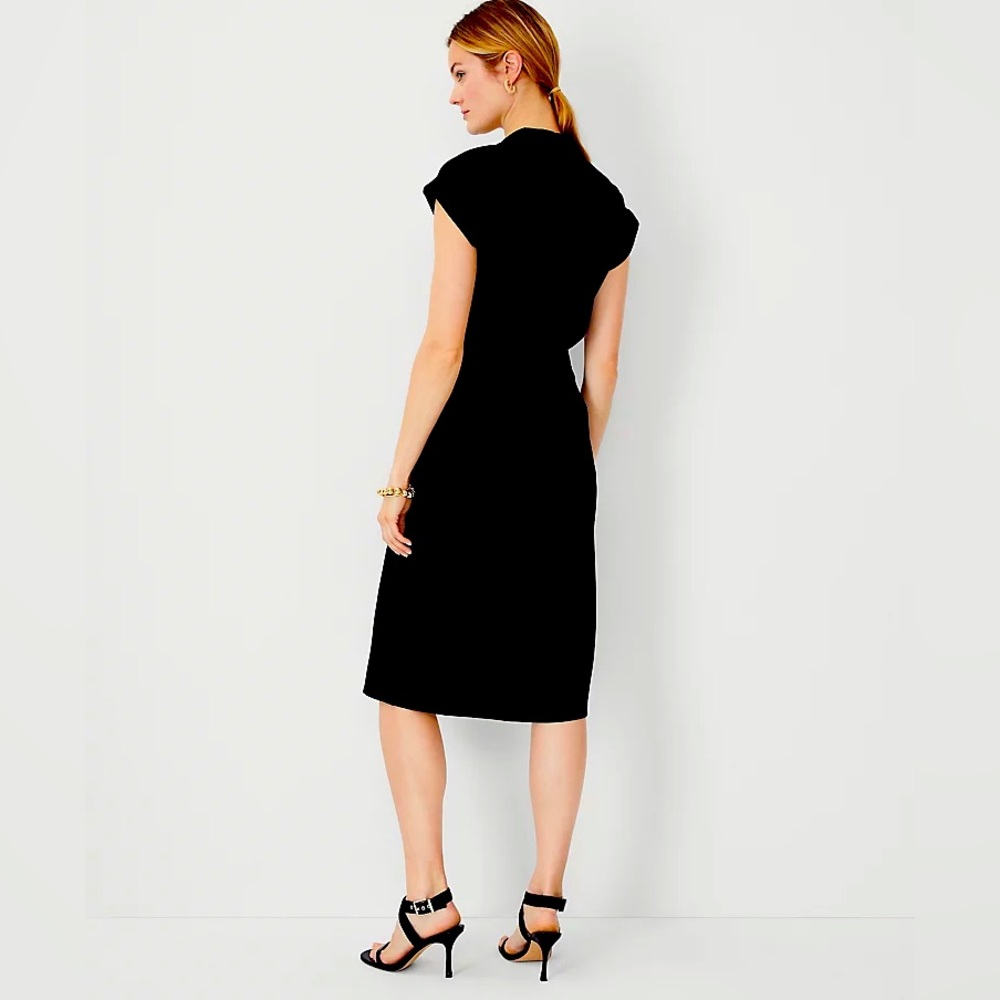 Ann Taylor v neck mid length little black dress size 12
